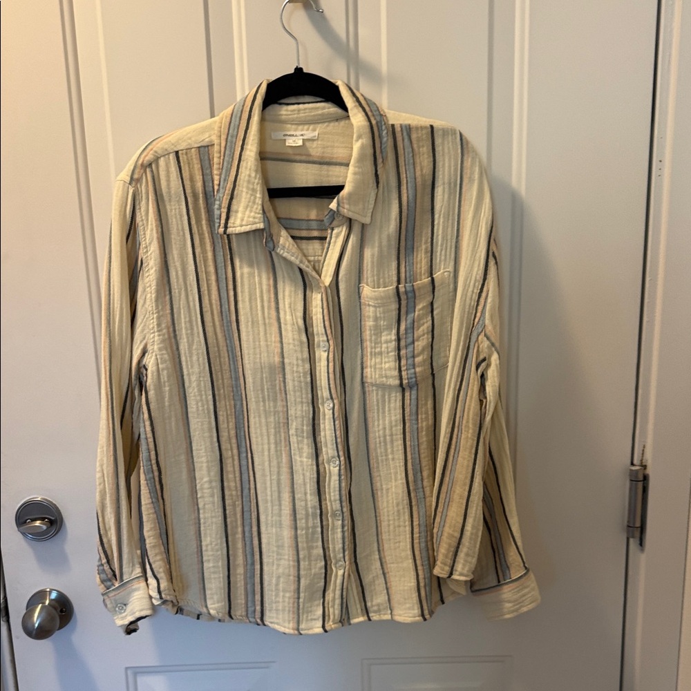 O'Neill Cream and Blue Striped Shirt